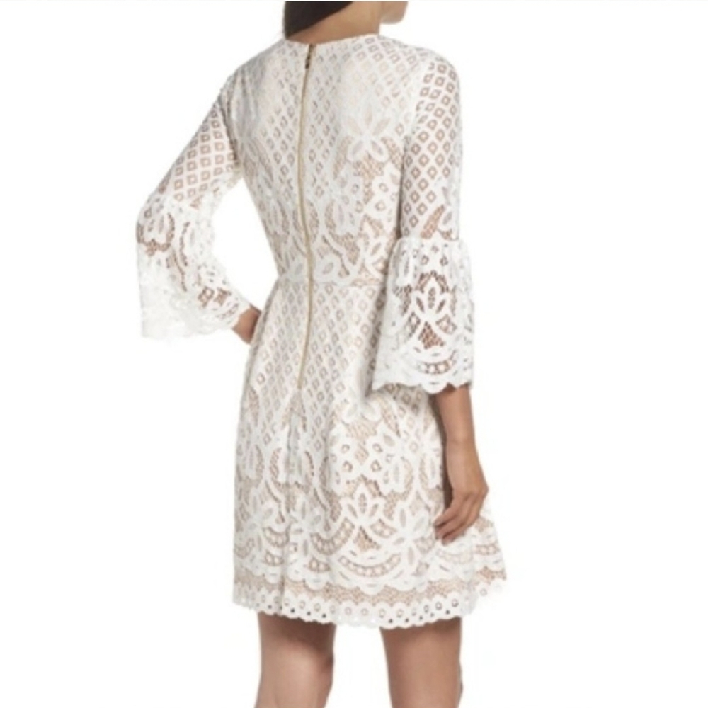 Eliza J Fit And Flare Pleated Lace Dress Sz 4 *J - Picture 2 of 10